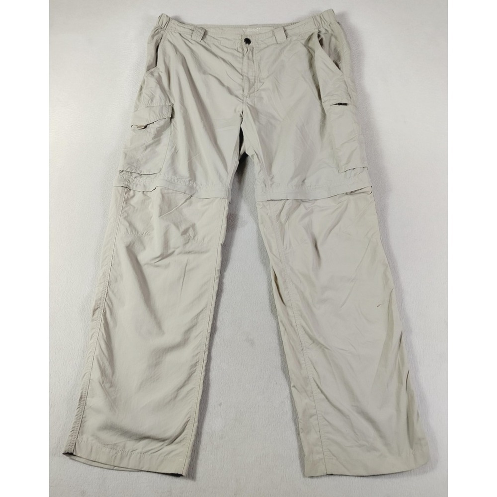 Columbia Omni-Shade Pants Mens 40 Beige Convertible Zip Off Hiking Outdoor
